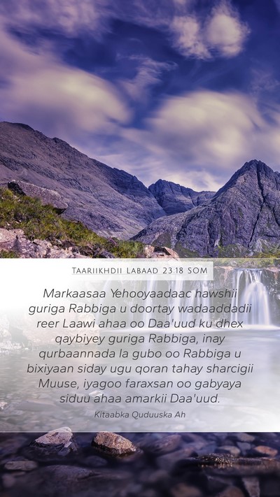 Taariikhdii Labaad 23:18 SOM Bible Verse Image