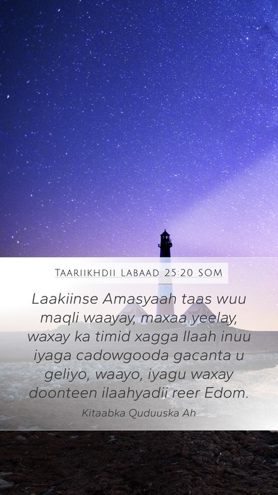 Taariikhdii Labaad 25:20 SOM Bible Verse Image