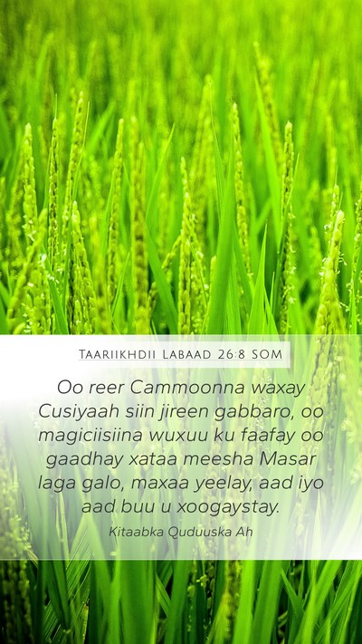 Taariikhdii Labaad 26:8 SOM Bible Verse Image