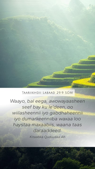 Taariikhdii Labaad 29:9 SOM Bible Verse Image