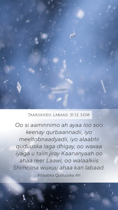 Taariikhdii Labaad 31:12 SOM Bible Verse Image