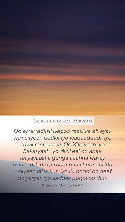 Taariikhdii Labaad 35:8 SOM Bible Verse Image