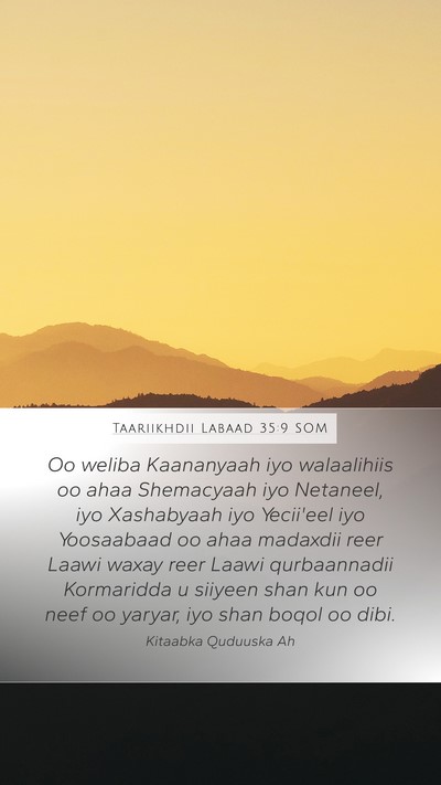 Taariikhdii Labaad 35:9 SOM Bible Verse Image
