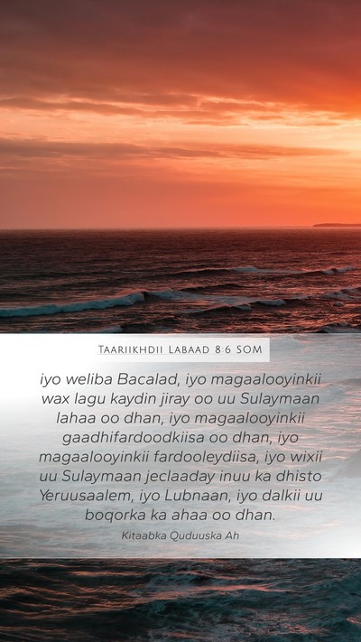 Taariikhdii Labaad 8:6 SOM Bible Verse Image