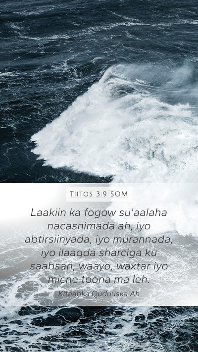 Tiitos 3:9 SOM Bible Verse Image