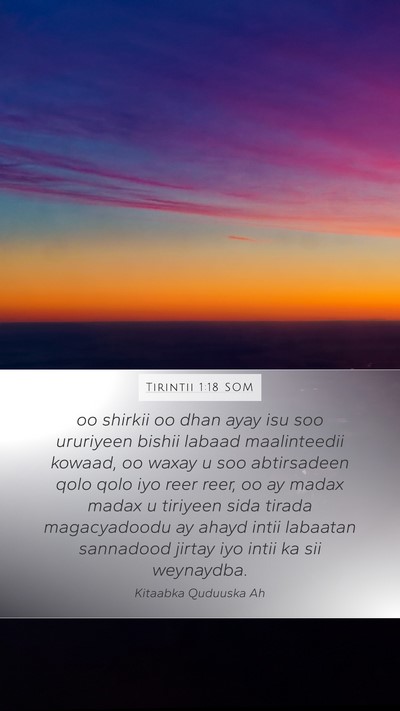 Tirintii 1:18 SOM Bible Verse Image