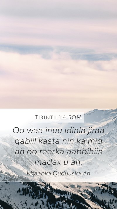 Tirintii 1:4 SOM Bible Verse Image