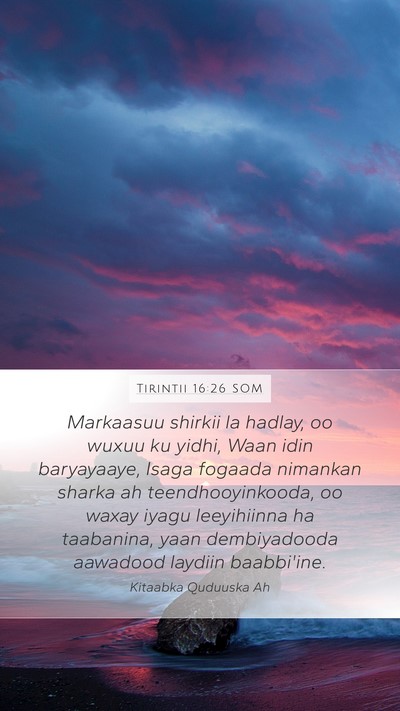 Tirintii 16:26 SOM Bible Verse Image