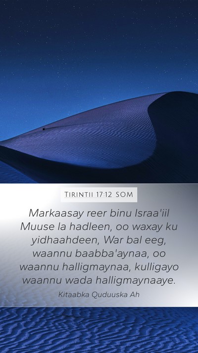 Tirintii 17:12 SOM Mobile Phone Wallpaper - Markaasay reer binu Israa'iil Muuse la hadleen, - Mobile Bible Verse Wallpaper