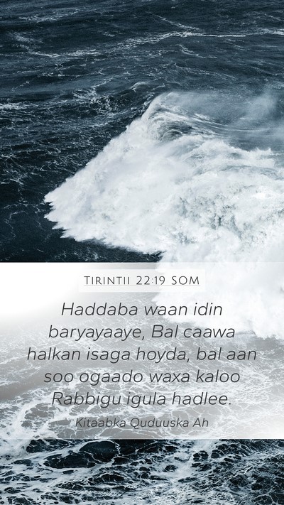 Tirintii 22:19 SOM Mobile Phone Wallpaper - Haddaba waan idin baryayaaye, Bal caawa halkan - Mobile Bible Verse Wallpaper