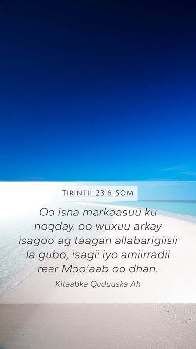 Tirintii 23:6 SOM Mobile Phone Wallpaper - Oo isna markaasuu ku noqday, oo wuxuu arkay - Mobile Bible Verse Wallpaper
