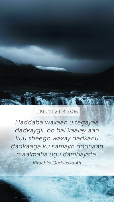 Tirintii 24:14 SOM Bible Verse Image