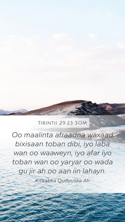 Tirintii 29:23 SOM Mobile Phone Wallpaper - Oo maalinta afraadna waxaad bixisaan toban dibi, - Mobile Bible Verse Wallpaper