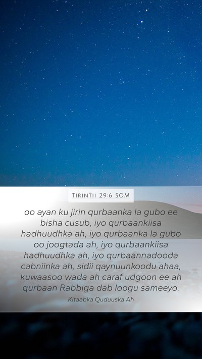 Tirintii 29:6 SOM Bible Verse Image