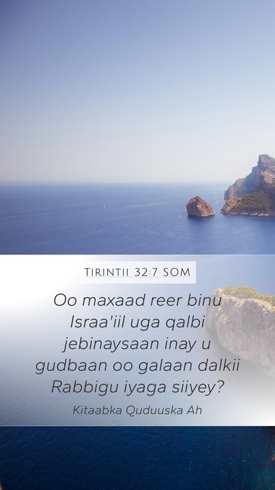 Tirintii 32:7 SOM Mobile Phone Wallpaper - Oo maxaad reer binu Israa'iil uga qalbi - Mobile Bible Verse Wallpaper