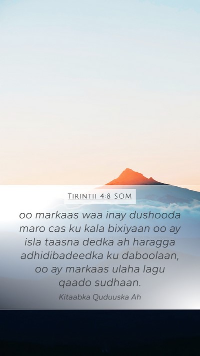 Tirintii 4:8 SOM Mobile Phone Wallpaper - oo markaas waa inay dushooda maro cas ku kala - Mobile Bible Verse Wallpaper