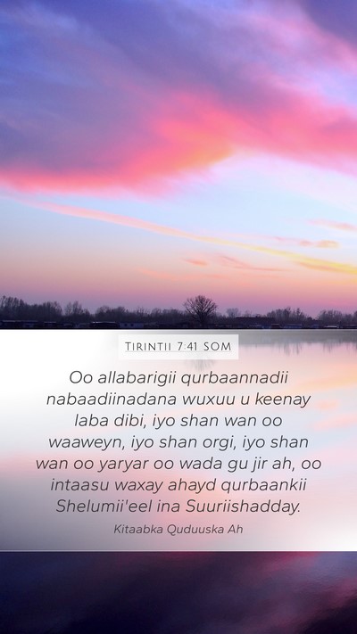 Tirintii 7:41 SOM Mobile Phone Wallpaper - Oo allabarigii qurbaannadii nabaadiinadana wuxuu - Mobile Bible Verse Wallpaper