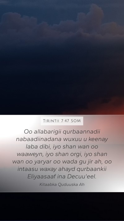Tirintii 7:47 SOM Mobile Phone Wallpaper - Oo allabarigii qurbaannadii nabaadiinadana wuxuu - Mobile Bible Verse Wallpaper
