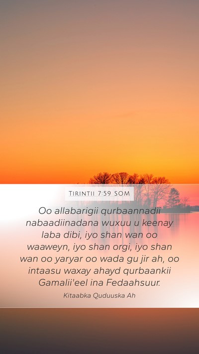 Tirintii 7:59 SOM Mobile Phone Wallpaper - Oo allabarigii qurbaannadii nabaadiinadana wuxuu - Mobile Bible Verse Wallpaper