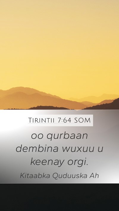 Tirintii 7:64 SOM Mobile Phone Wallpaper - oo qurbaan dembina wuxuu u keenay - Mobile Bible Verse Wallpaper