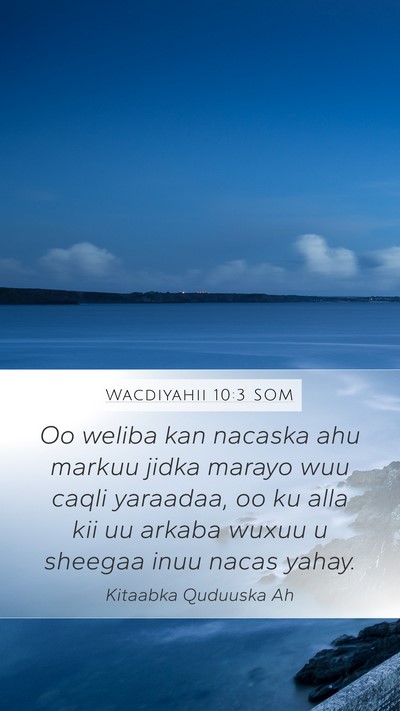 Wacdiyahii 10:3 SOM Mobile Phone Wallpaper - Oo weliba kan nacaska ahu markuu jidka marayo wuu - Mobile Bible Verse Wallpaper