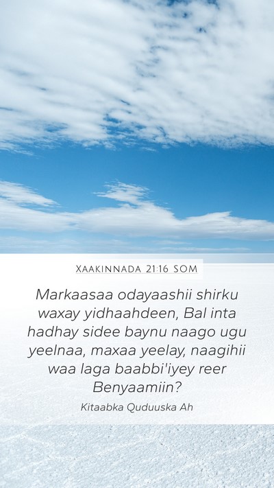 Xaakinnada 21:16 SOM Mobile Phone Wallpaper - Markaasaa odayaashii shirku waxay yidhaahdeen, - Mobile Bible Verse Wallpaper