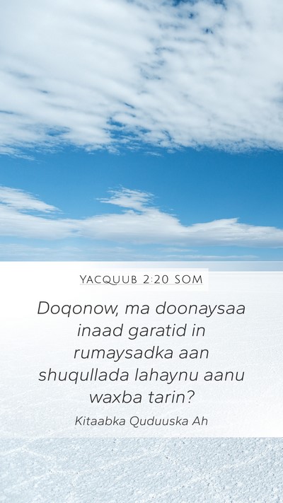 Yacquub 2:20 SOM Bible Verse Image