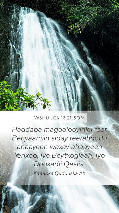 Yashuuca 18:21 SOM Mobile Phone Wallpaper - Haddaba magaalooyinkii reer Benyaamiin siday - Mobile Bible Verse Wallpaper