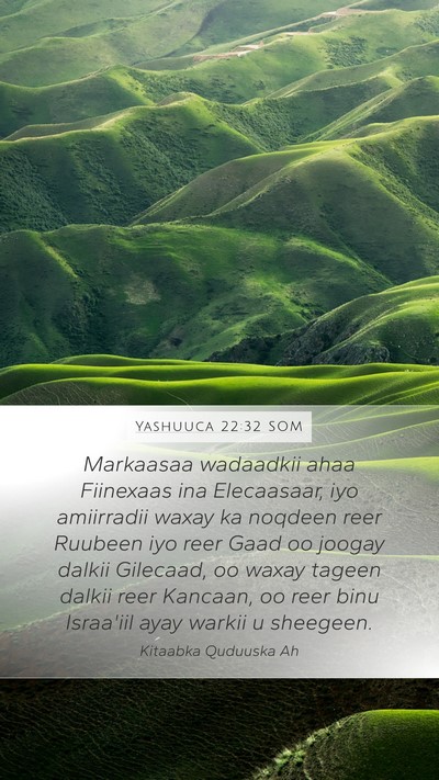 Yashuuca 22:32 SOM Mobile Phone Wallpaper - Markaasaa wadaadkii ahaa Fiinexaas ina - Mobile Bible Verse Wallpaper