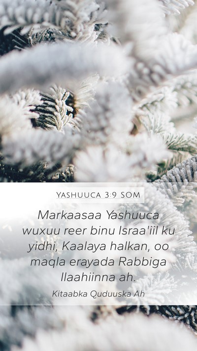 Yashuuca 3:9 SOM Mobile Phone Wallpaper - Markaasaa Yashuuca wuxuu reer binu Israa'iil ku - Mobile Bible Verse Wallpaper
