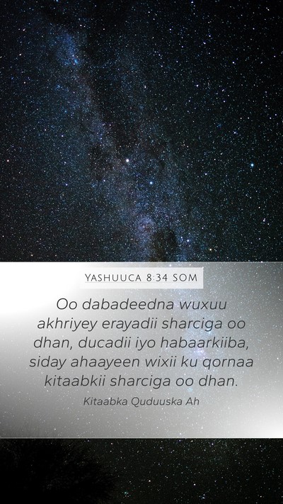 Yashuuca 8:34 SOM Mobile Phone Wallpaper - Oo dabadeedna wuxuu akhriyey erayadii sharciga oo - Mobile Bible Verse Wallpaper