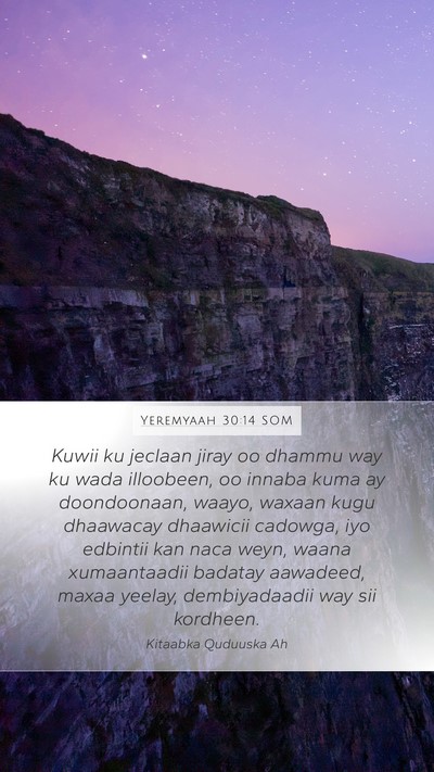 Yeremyaah 30:14 SOM Bible Verse Image