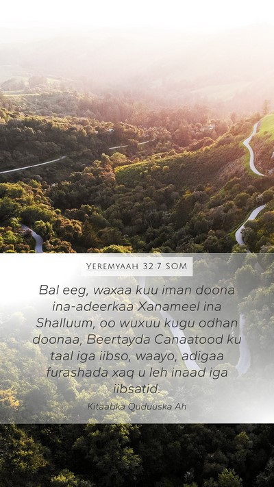 Yeremyaah 32:7 SOM Bible Verse Image