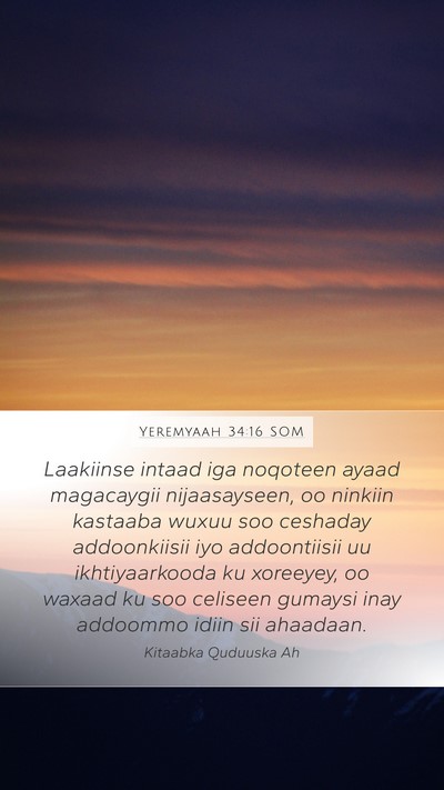 Yeremyaah 34:16 SOM Bible Verse Image