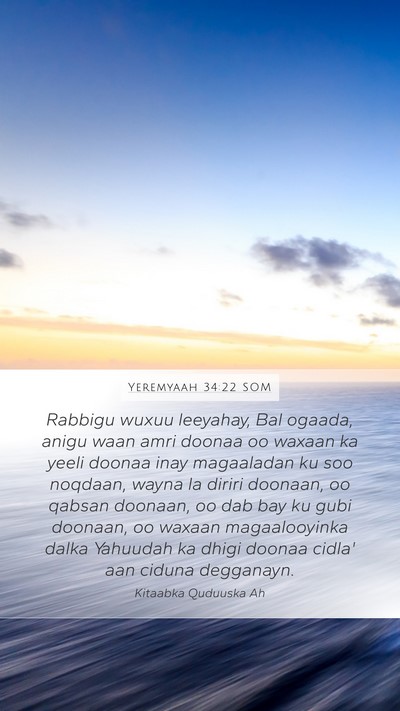 Yeremyaah 34:22 SOM Bible Verse Image