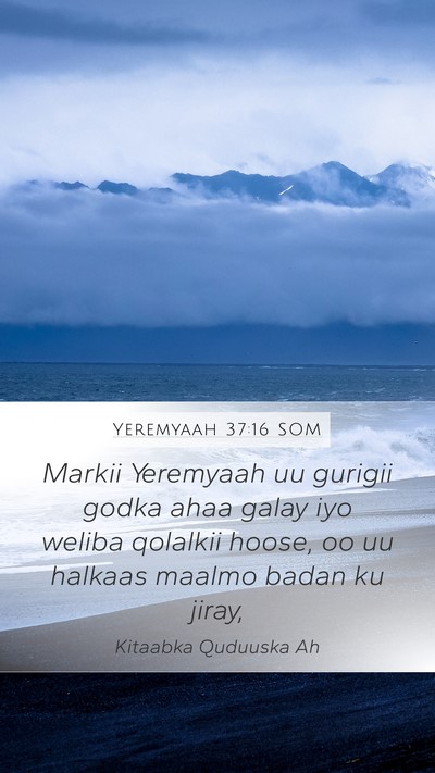 Yeremyaah 37:16 SOM Bible Verse Image