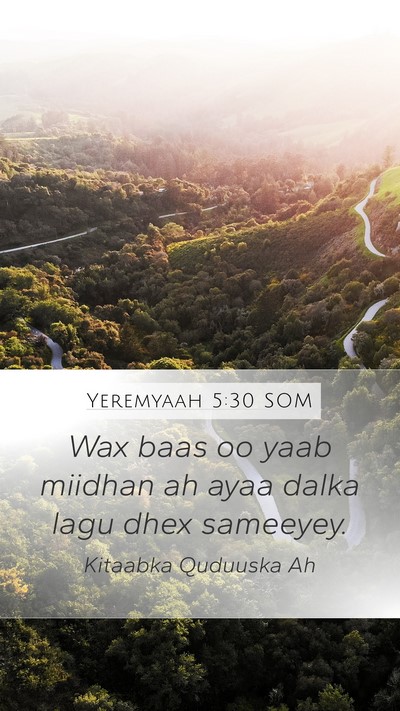 Yeremyaah 5:30 SOM Bible Verse Image