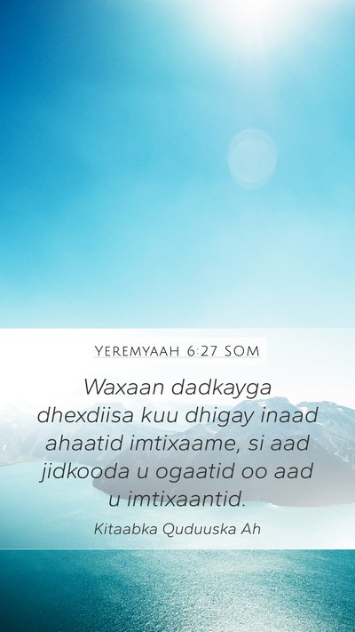 Yeremyaah 6:27 SOM Mobile Phone Wallpaper - Waxaan dadkayga dhexdiisa kuu dhigay inaad - Mobile Bible Verse Wallpaper