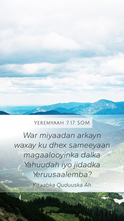 Yeremyaah 7:17 SOM Mobile Phone Wallpaper - War miyaadan arkayn waxay ku dhex sameeyaan - Mobile Bible Verse Wallpaper