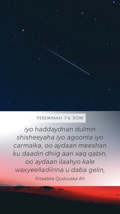 Yeremyaah 7:6 SOM Bible Verse Image