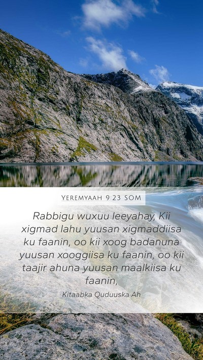 Yeremyaah 9:23 SOM Bible Verse Image