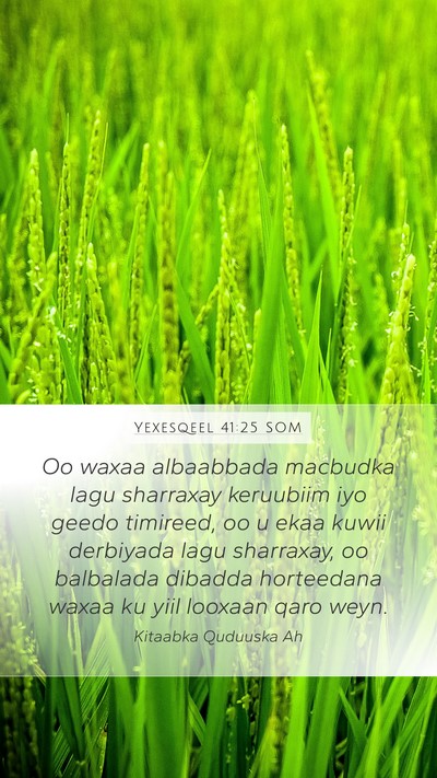 Yexesqeel 41:25 SOM Mobile Phone Wallpaper - Oo waxaa albaabbada macbudka lagu sharraxay - Mobile Bible Verse Wallpaper