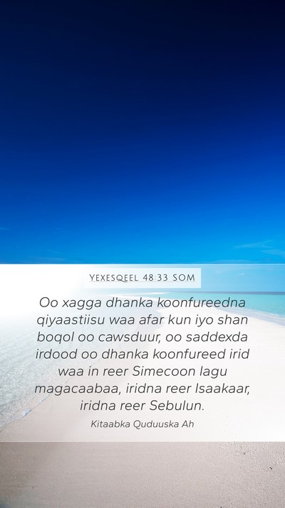 Yexesqeel 48:33 SOM Mobile Phone Wallpaper - Oo xagga dhanka koonfureedna qiyaastiisu waa afar - Mobile Bible Verse Wallpaper
