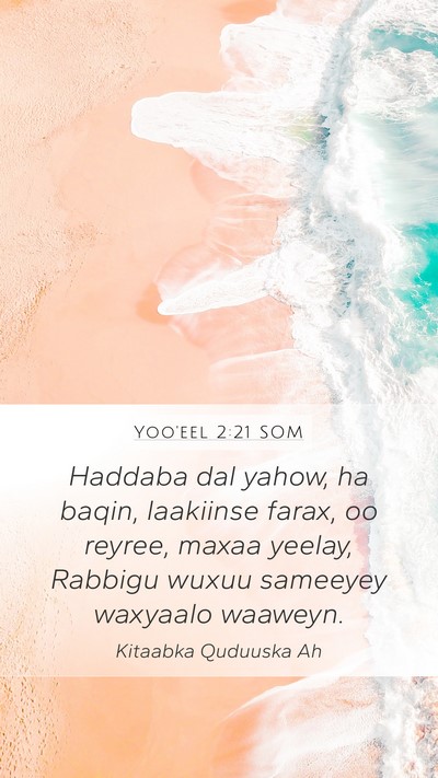 Yoo'eel 2:21 SOM Mobile Phone Wallpaper - Haddaba dal yahow, ha baqin, laakiinse farax, oo - Mobile Bible Verse Wallpaper