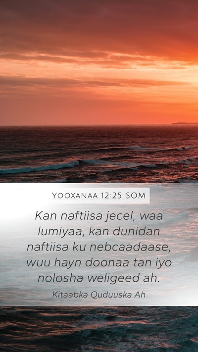 Yooxanaa 12:25 SOM Bible Verse Image