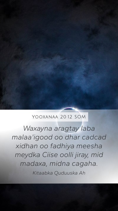 Yooxanaa 20:12 SOM Bible Verse Image