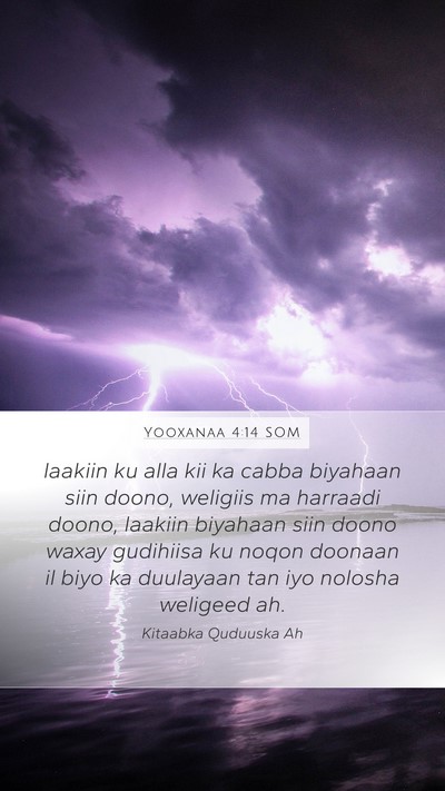 Yooxanaa 4:14 SOM Bible Verse Image